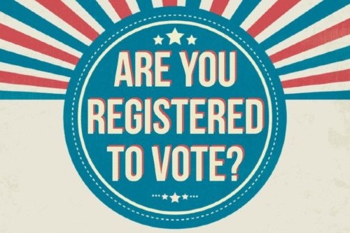 Graphic with text - are you registered to vote