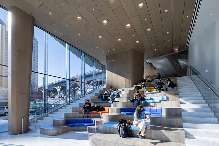 Seating area with stairs