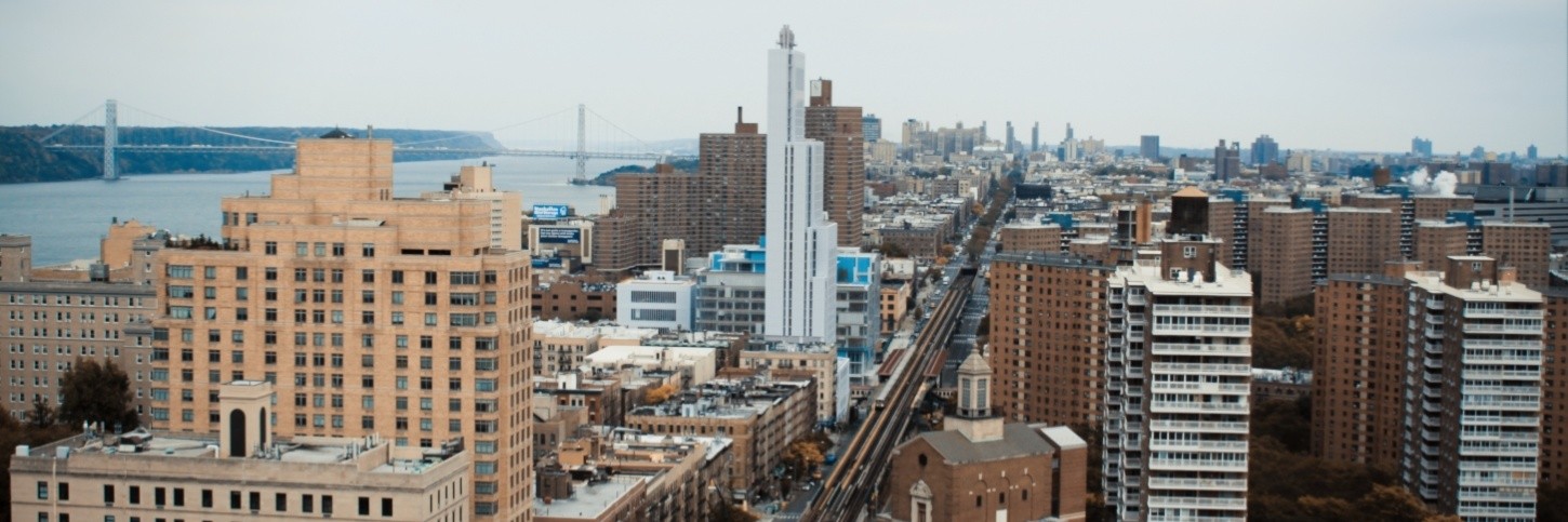 An aerial view of the new building at 600 W. 125th Street looking north