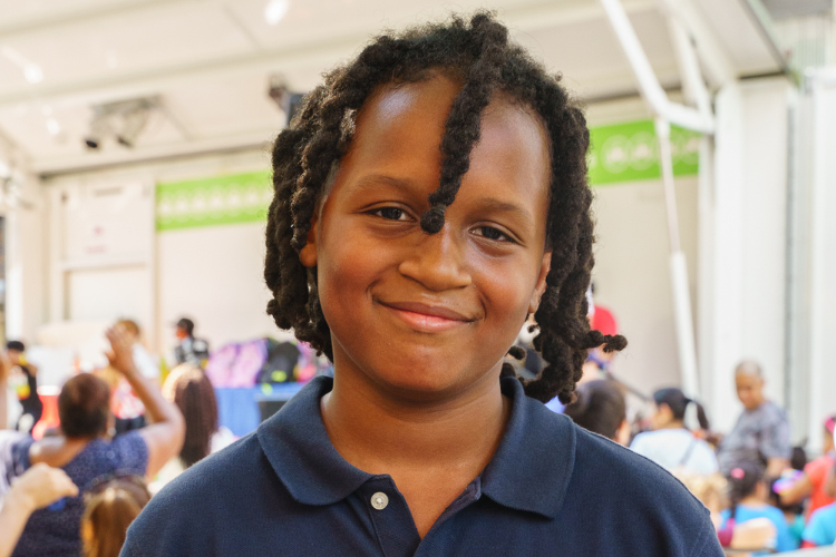 Bry’ton Mack at the back-to-school event in West Harlem. Photo Credit: Henry Danner