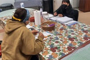 Two women at a table