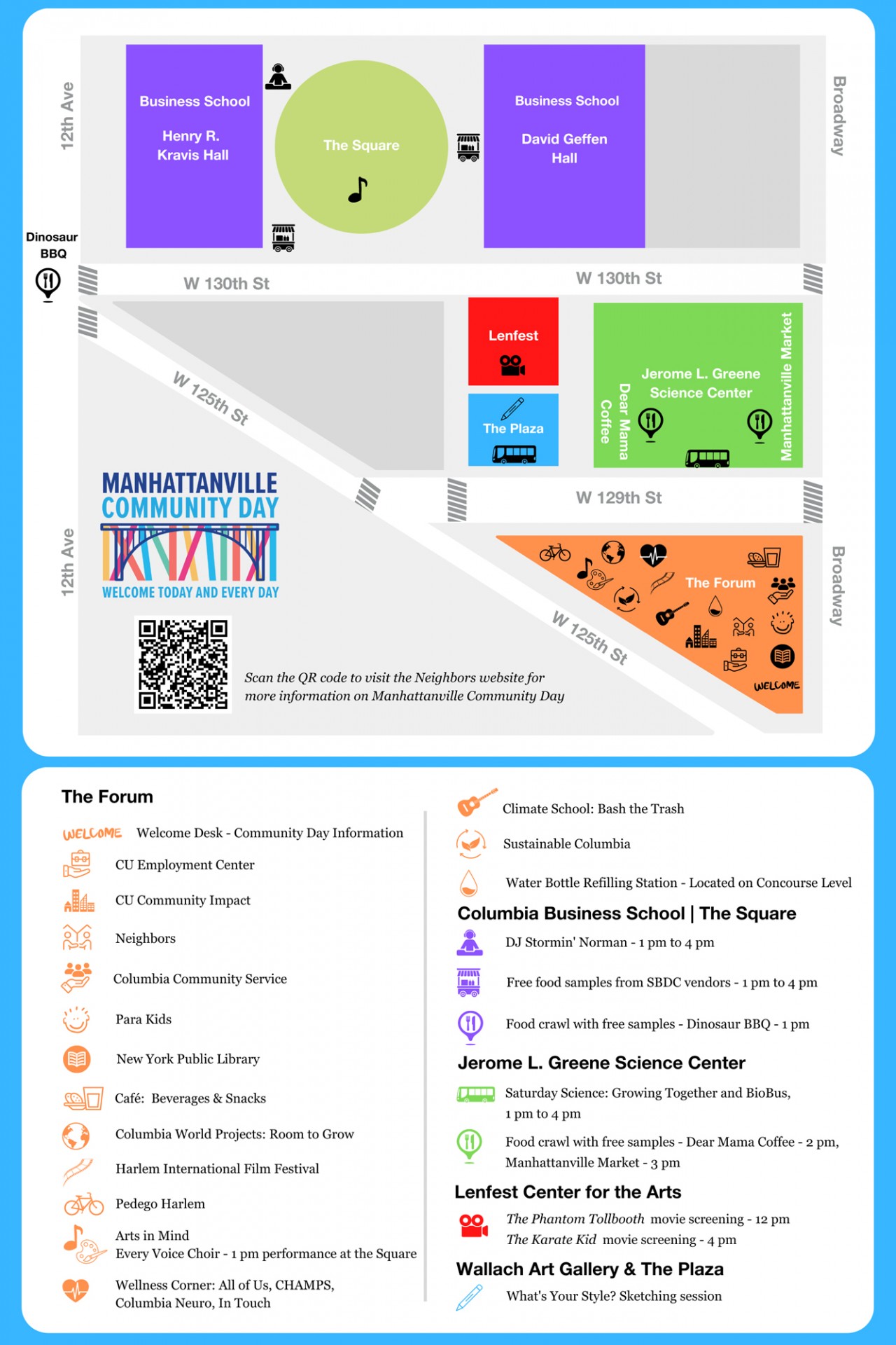 Map of Manhattanville Community Day.