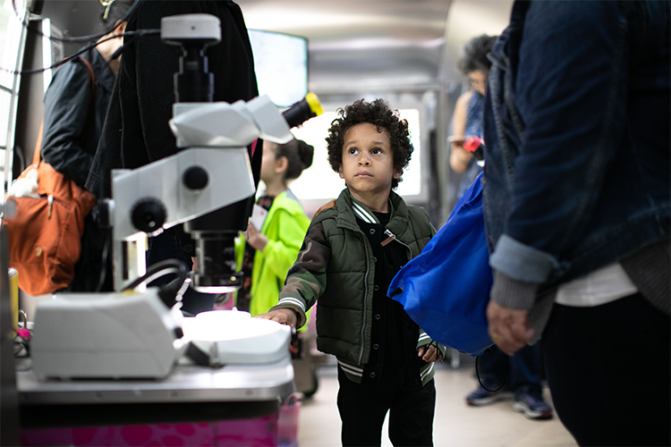 A visit to Community Day would not be complete without a stop inside the BioBus, which included activities that helped us understand the ever-present Spotted Lanterflies we've been seeing around New York. Photo by David Dini. Activities inside the BioBus