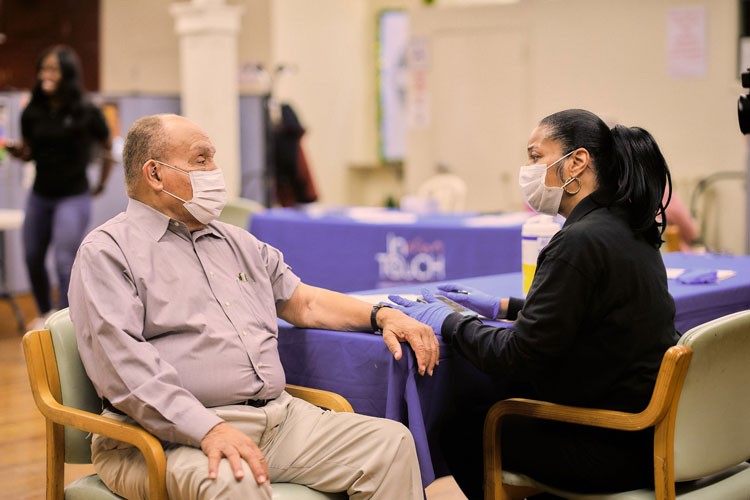 Person getting a health screening.