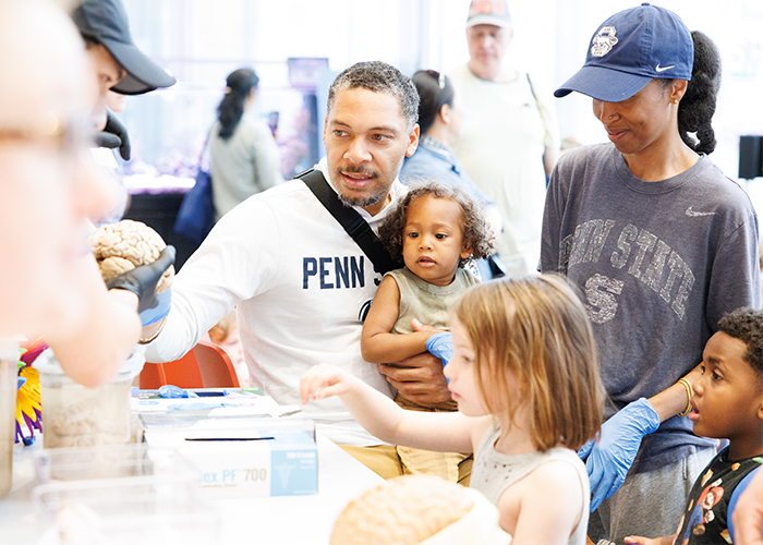 Families joined the fun for hands-on STEM activities as a part of Saturday Science in Zuckerman Institute's Education Lab in the Jerome L. Greene building. Photo by Sirin Samman. Families participate in Saturday science