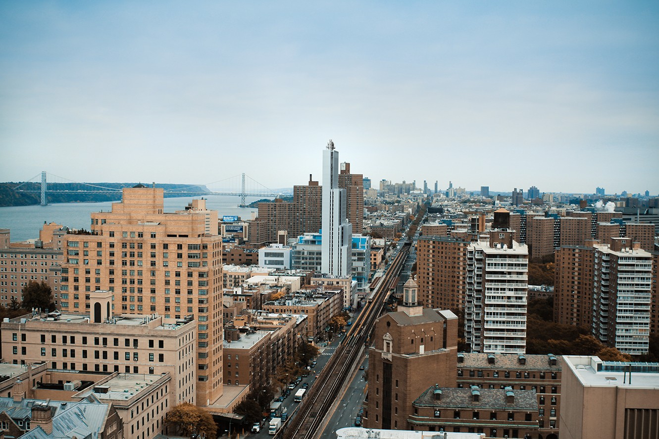 An aerial view of the new building at 600 W. 125th Street looking north