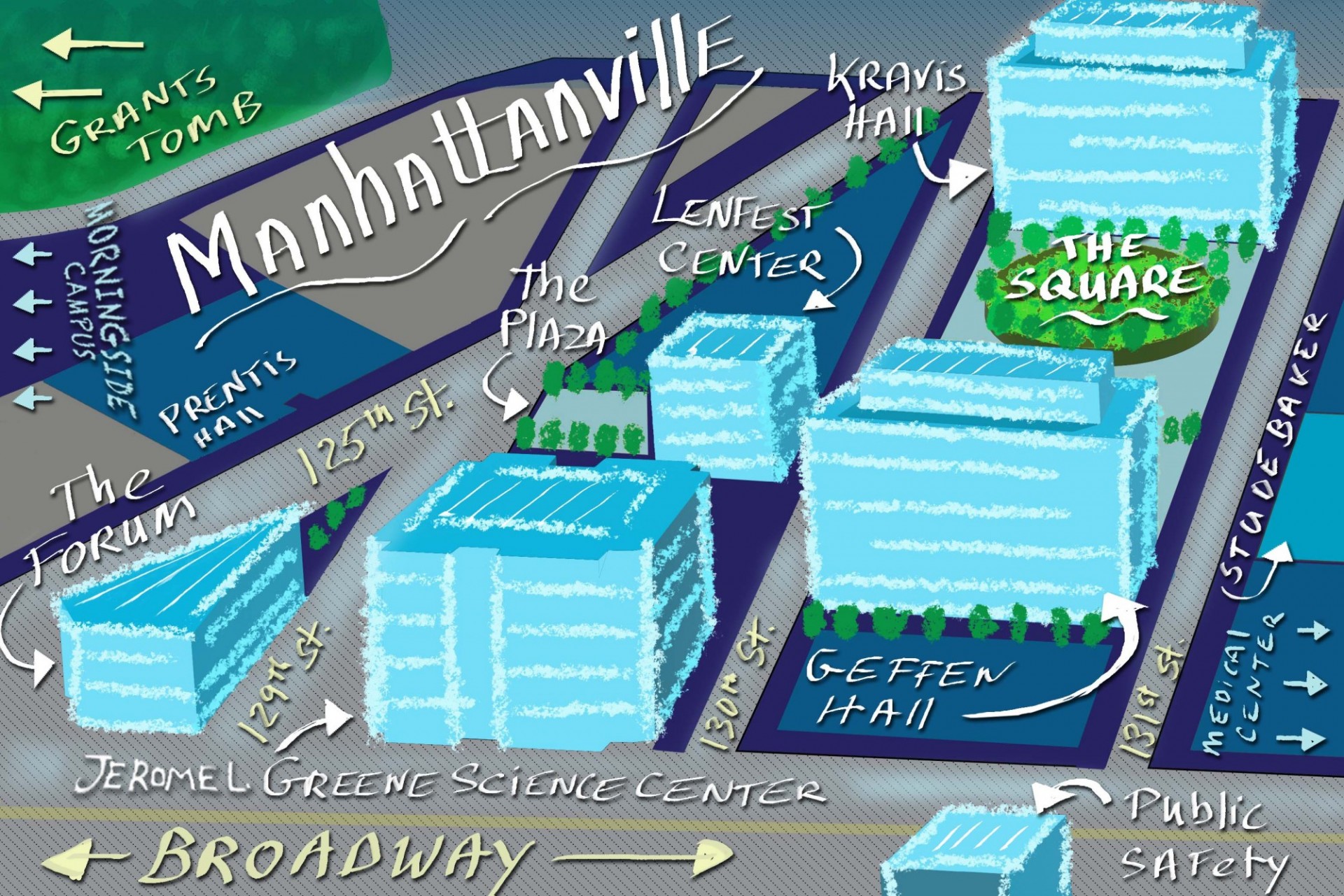 Map of Columbia's Manhattanville campus