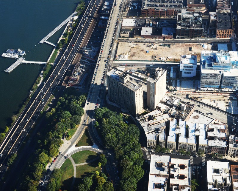 Aerial view of the Manhattanville Campus