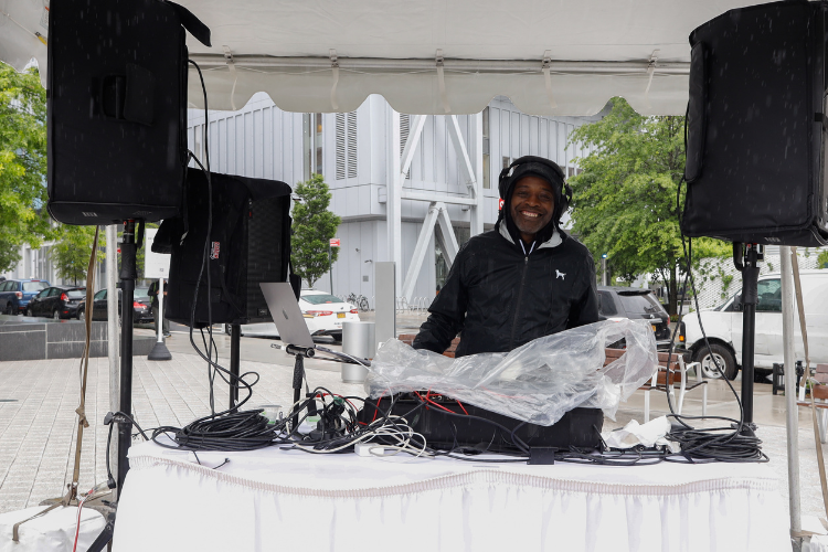 The illustrious Sundae Sermon creator DJ Stormin' Norman on the 1s and 2s. Photo credit: April Renae