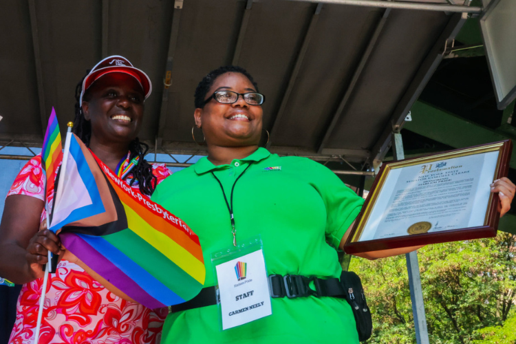 New York State Senator Cordell Cleare and Harlem Pride Co-Founder Carmen Neely. Photo credit: Harlem Pride