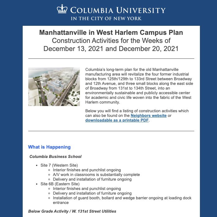 Construction Updates