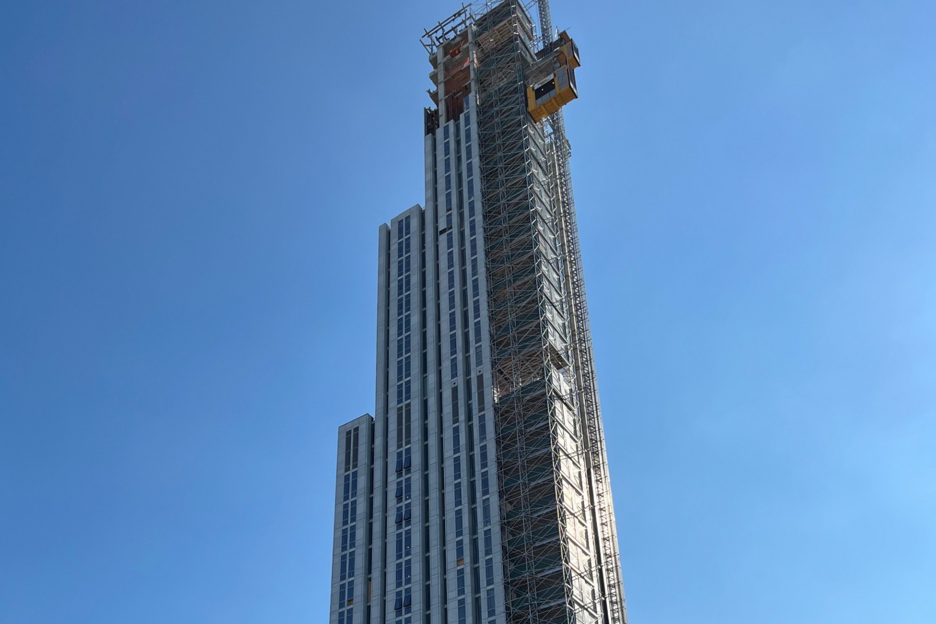 A view of the 600 W. 125th Street building that's currently under construction, looking south.