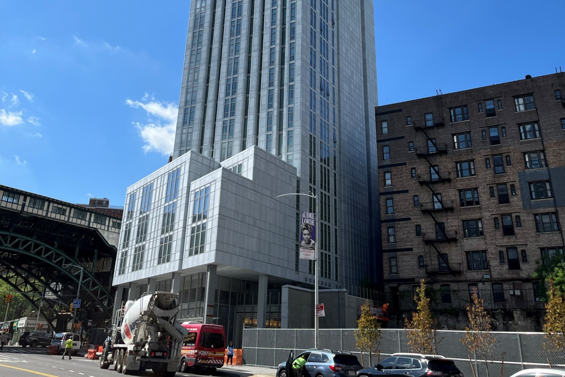 A view of the bottom floors of 600 W. 125th Street on a sunny day.