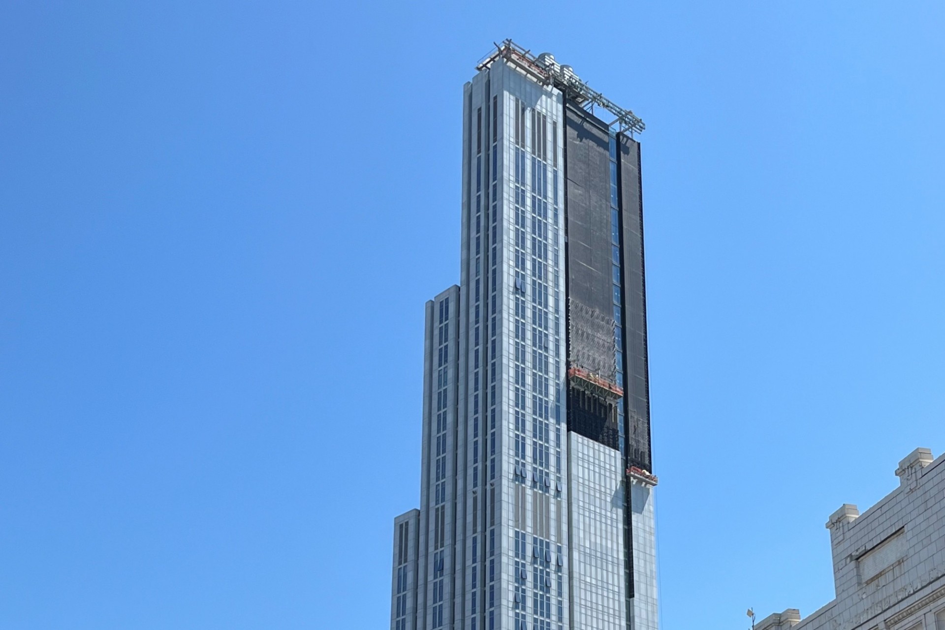 A view of the upper floors of 600 W. 125th Street on a sunny day. 