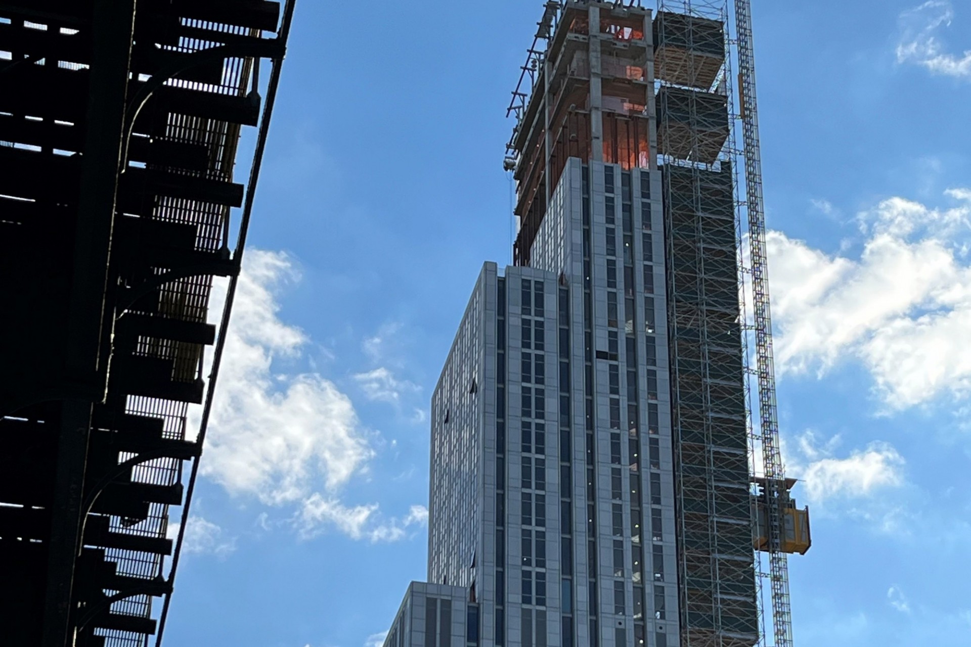A view of the 600 W. 125th Street building that's currently under construction, looking south.