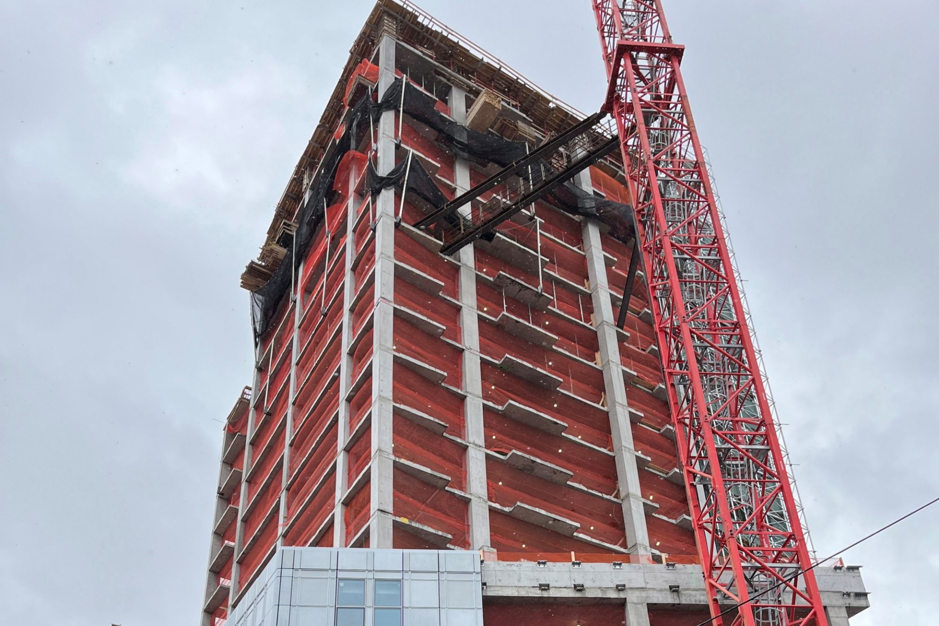 A view of the 600 W. 125th Street construction site, which is now 20 floors tall.