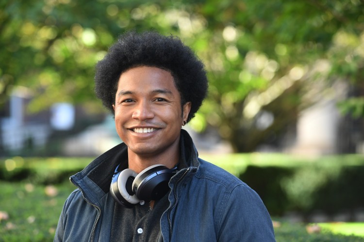 Photo of Daniel Morton outside on Campus. Photo by Eileen Barroso.