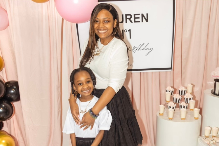 Columbia University School of Social Work graduate Dominique Renee Hill and her daughter. Columbia University School of Social Work graduate Dominique Renee Hill and her daughter.
