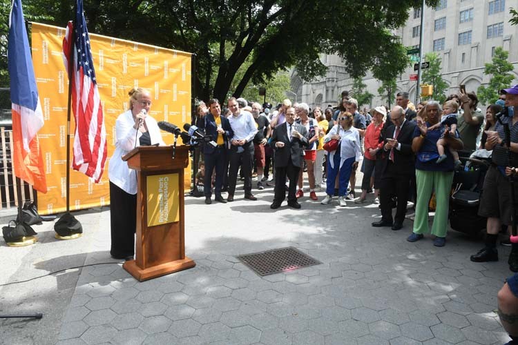 Person speaking at podium