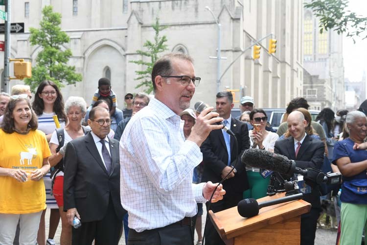 Person speaking at podium