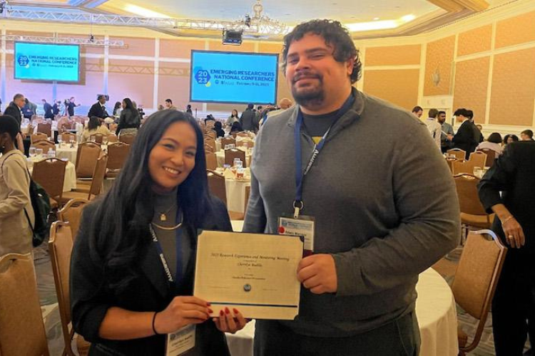 Cherrilyn Badilla (The Clinton School) and Edwin Marrero (Hamilton Grange Middle School) receiving their awards. Credit: Columbia Engineering Office of Outreach Cherrilyn Badilla (The Clinton School) and Edwin Marrero (Hamilton Grange Middle School) receiving their awards. Credit: Columbia Engineering Office of Outreach