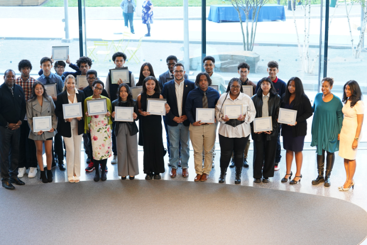 Columbia Business School’s First-Generation Entrepreneurs Program graduates at Cooperman Commons Auditorium. Photo credit: Mackey Landy