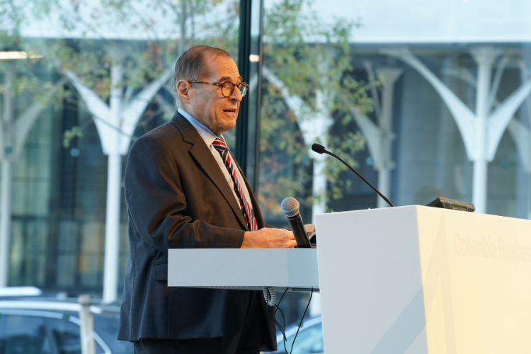  Congressman Jerrold Nadler delivers remarks at Columbia Business School’s First-Generation Entrepreneurs Program graduation. Photo credit: Mackey Landy