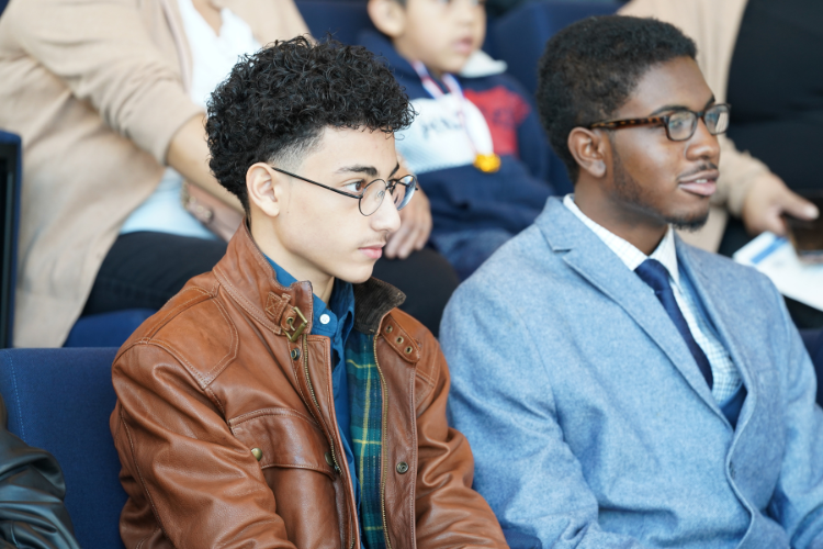Columbia Business School’s First-Generation Entrepreneurs Program graduates at Cooperman Commons Auditorium. Photo credit: Mackey Landy Columbia Business School’s First-Generation Entrepreneurs Program graduates at Cooperman Commons Auditorium. Photo credit: Mackey Landy