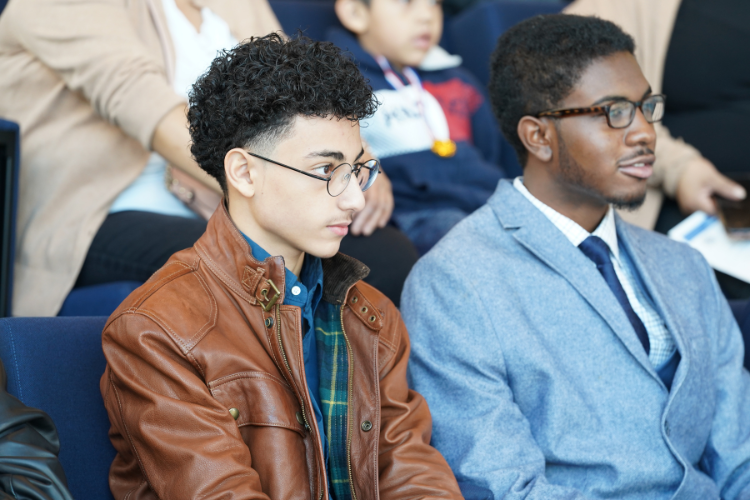 Columbia Business School’s First-Generation Entrepreneurs Program graduates at Cooperman Commons Auditorium. Photo credit: Mackey Landy