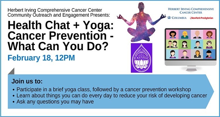 Health chat + Yoga: Cancer Prevention Flyer