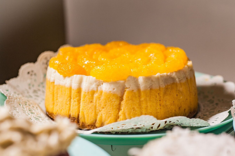 Chatman J. Cakes's Sweet Potato Cheesecake with Mandarin Oranges. Photo credit: Chatman J. Cakes Chatman J. Cakes's Sweet Potato Cheesecake with Mandarin Oranges. Photo credit: Chatman J. Cakes