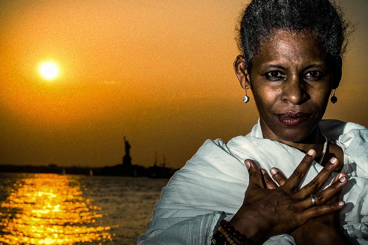 Josefina Báez, pictured on the book cover of "Apariciones Duets..Todo lo posible," by Ay Ombe Theatre, set to be released in April 2023. © Giovanni Savino, 2011 Josefina Báez, pictured on the book cover of "Apariciones Duets..Todo lo posible," by Ay Ombe Theatre, set to be released in April 2023. © Giovanni Savino, 2011