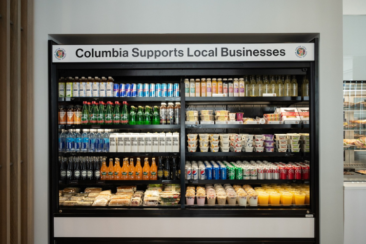 Kamuni Creek drinks on the top shelf at one of Columbia University's dining halls.