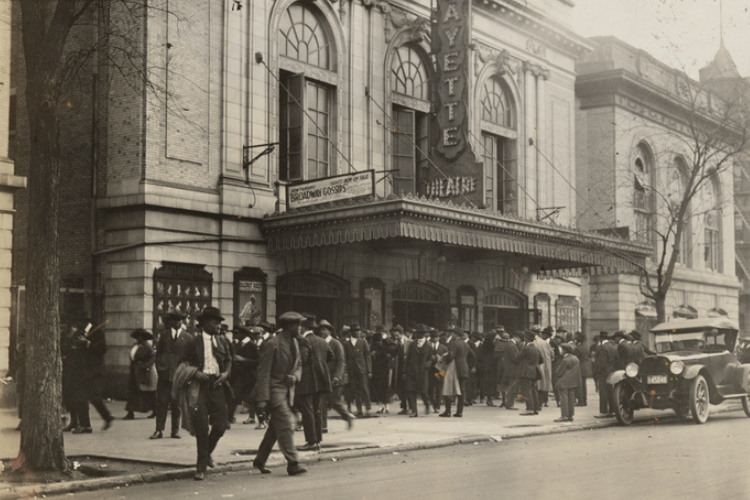 Exterior view of the Lafayette Theater in Harlem circa 1920. Photo credit: Photo credit: Schomburg Center for Research in Black Culture, The New York Public Library 