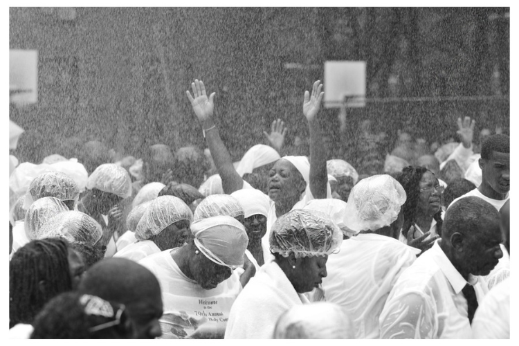 Lisa Dubois, Holy Water–Baptized by Firehose, 2021. Black-and-white giclée print. 11 x 14 in. Lisa Dubois, Holy Water–Baptized by Firehose, 2021. Black-and-white giclée print. 11 x 14 in.