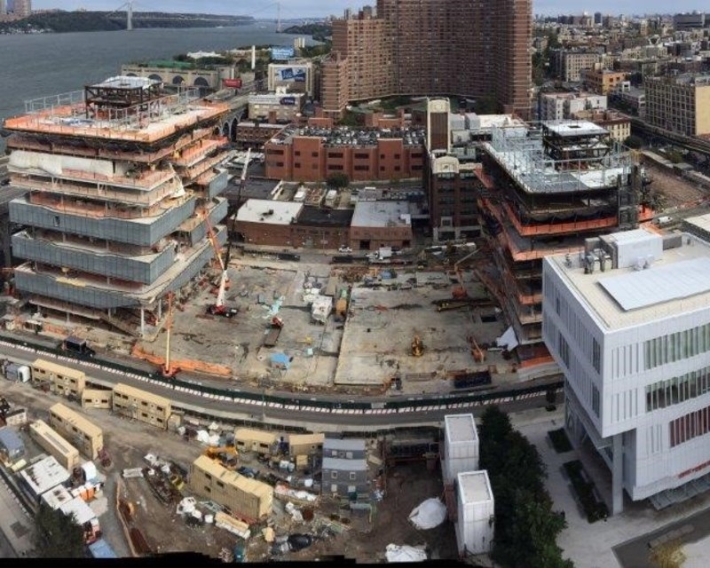 Project site, aerial view looking north, October 11, 2019 Manhattanville Aerial shot