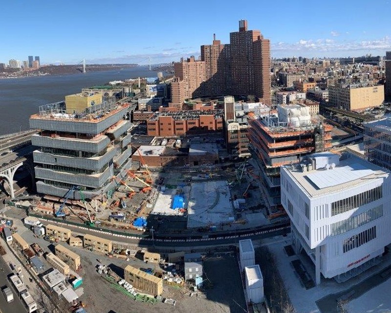 Aerial view of Columbia Manhattanville campus construction site.