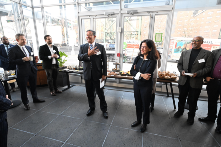 Presiding Justice Rolando T. Acosta delivers remarks at the Manhattanville Market breakfast reception. Photo credit: Eileen Barroso Presiding Justice Rolando T. Acosta delivers remarks at the Manhattanville Market breakfast reception. Photo credit: Eileen Barroso