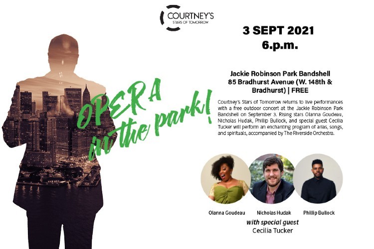 Opera in the park with silhouette of man