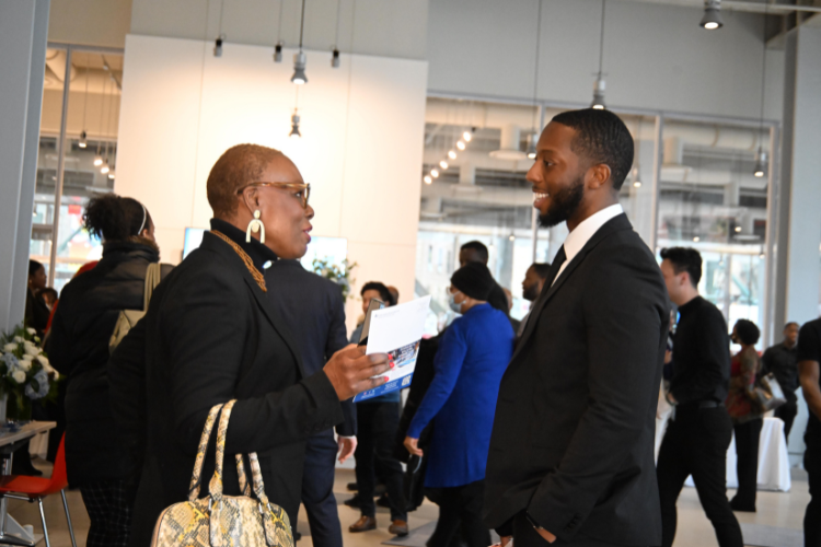 Attendees mixed and mingled at Columbia's annual Friends and Neighbors Breakfast. Image by Eileen Barroso. Attendees mixed and mingled at Columbia's annual Friends and Neighbors Breakfast. Image by Eileen Barroso.
