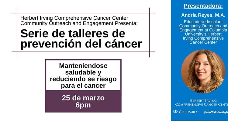 Serie de talleres de prevencion del cancer flyer