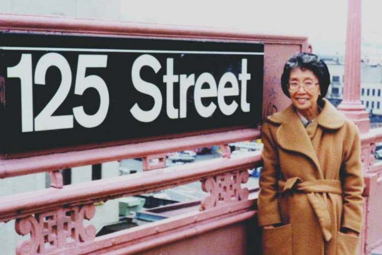 Kochiyama at the elevated 125th Street and Broadway train station near Manhattanville Houses. Photo credit: Remembering Yuri Kochiyama Facebook Kochiyama at the elevated 125th Street and Broadway train station near Manhattanville Houses. Photo credit: Remembering Yuri Kochiyama Facebook