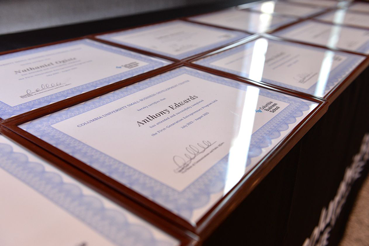 Diplomas at the Columbia Business School graduation. 