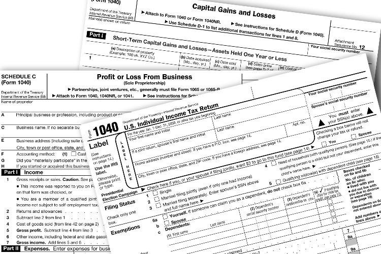 Empty US federal tax forms