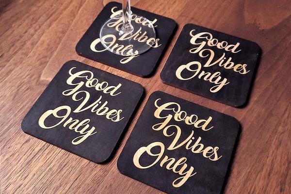 Fun Coasters with wine glass uptop