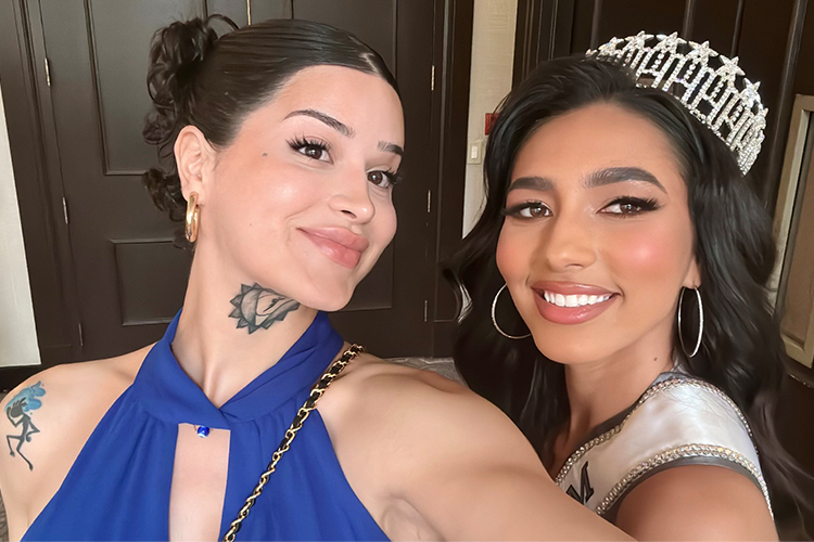 Ocean Rivera, pictured left, is a peer health navigator at the Harlem Prevention Center. She was also a finalist in the Miss New York pageant this August. She is pictured here with Heather Nunez, Miss New York 2022. Photo courtesy Ocean Rivera. Ocean Rivera and another Miss New York contestant.