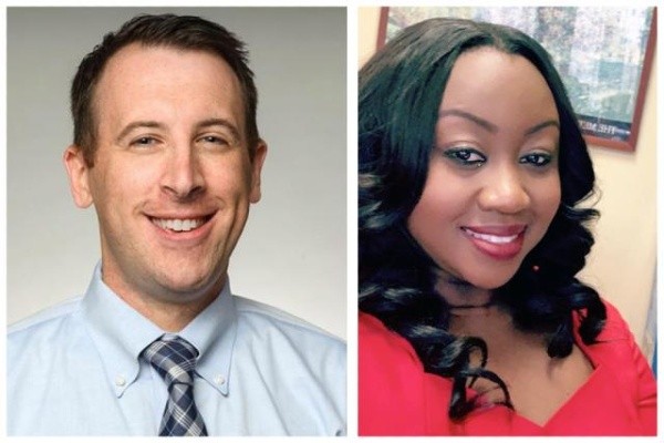 Aaron Myers, DDS, clinic director of pediatric dentistry, and Fredelyne Paris, senior practice manager for teaching clinics Aaron Myers, DDS, clinic director of pediatric dentistry, and Fredelyne Paris, senior practice manager for teaching clinics