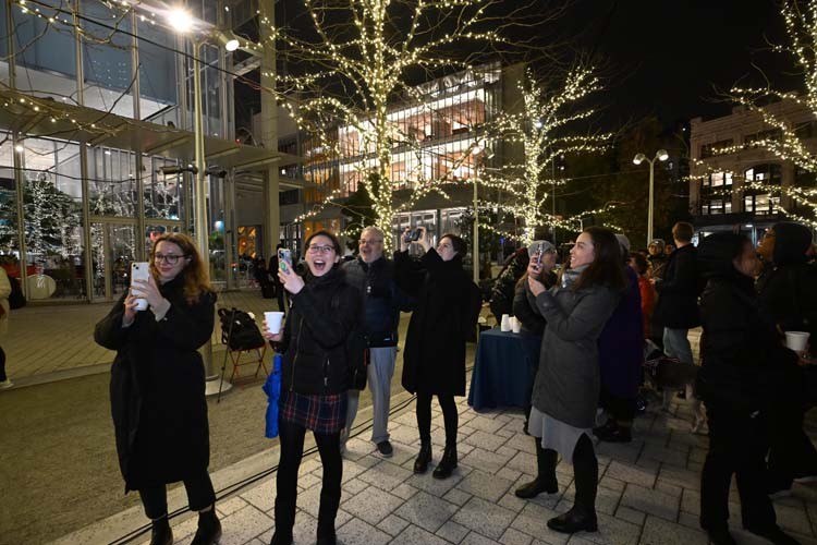 Lights on the Plaza attendees "ooh" and "aah" at the lighting of the trees on the plaza.