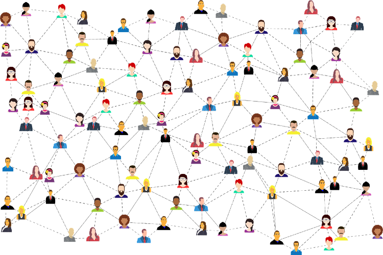 animated people with lines connecting them to each other