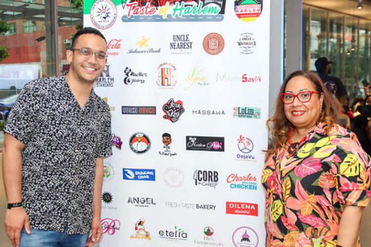 New York Women's Chamber of Commerce President Quenia Abreu and NYC Councilmember Shaun Abreu at Taste of Harlem 2025. Photo credit: Afrikanspot